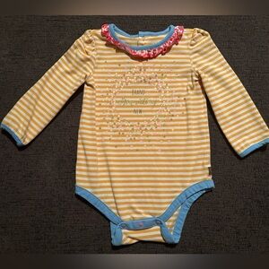 Matilda Jane Striped Bodysuit with Pink Ruffle